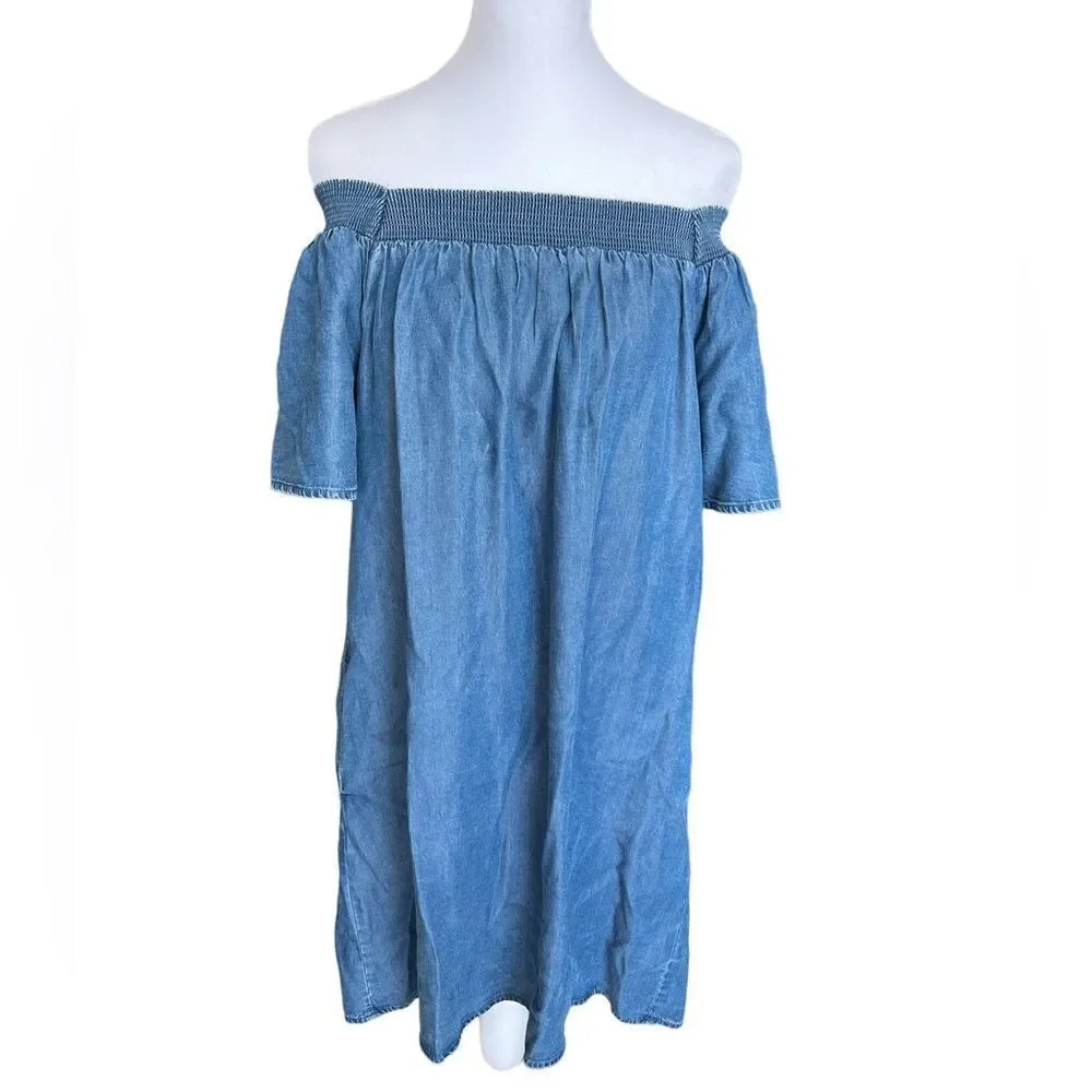 Denim off the shoulder dress